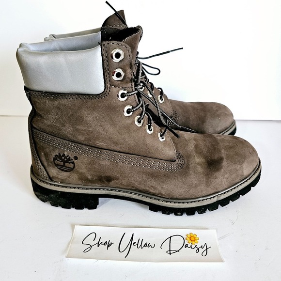 Rare Timberland Womens Waterproof Boots Reflective Back‎ Grey Sz 8.5M - Bo400.4 - Picture 1 of 9